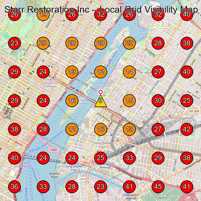 Starr Restoration Inc GeoGrid visibility map for General Contractor in Long Island City